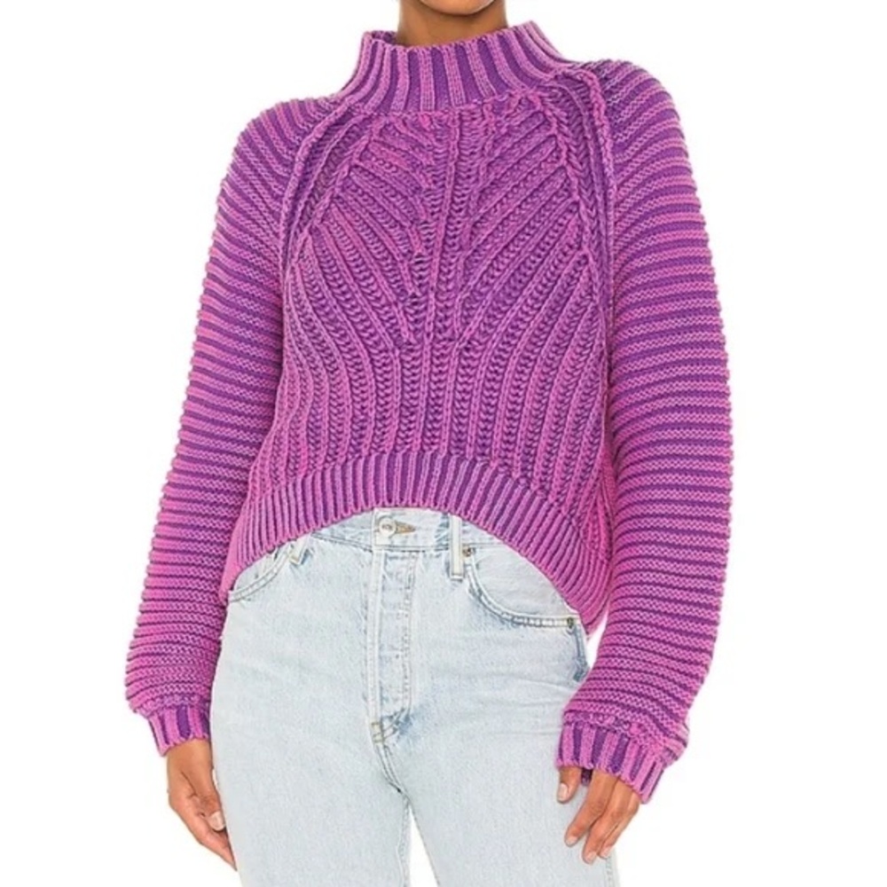 Free People Purple Cable Knit Sweater – Size Medium